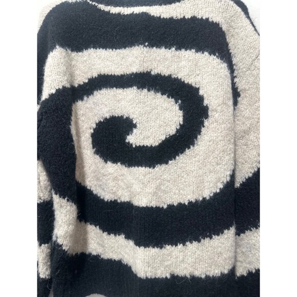 Paloma Wool Twister Sweater Women Medium Off White Black Fuzzy Psychedelic Indie - Picture 15 of 16